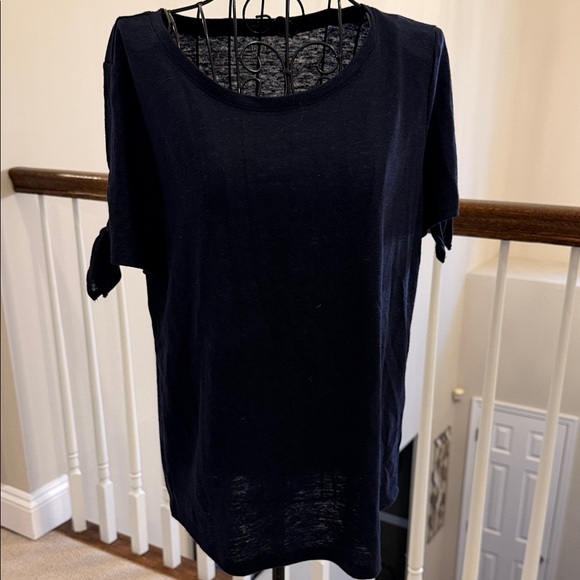 Talbots Tops - Talbots Navy Short-Sleeve Tie Sleeve Tee
